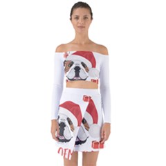 Winter T- Shirt English Bulldog Merry Christmas T- Shirt Off Shoulder Top With Skirt Set by ZUXUMI