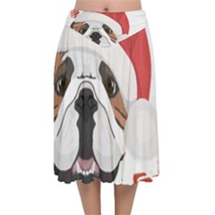 Winter T- Shirt English Bulldog Merry Christmas T- Shirt Velvet Flared Midi Skirt by ZUXUMI