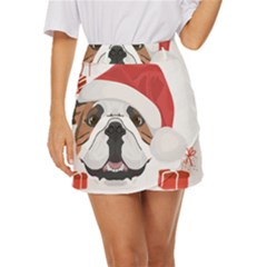 Winter T- Shirt English Bulldog Merry Christmas T- Shirt Mini Front Wrap Skirt by ZUXUMI