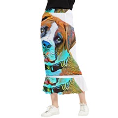 Boxer Dog Art T- Shirt Boxer Dog Art T- Shirt Maxi Fishtail Chiffon Skirt by JamesGoode