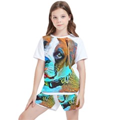 Boxer Dog Art T- Shirt Boxer Dog Art T- Shirt Kids  T-shirt And Sports Shorts Set