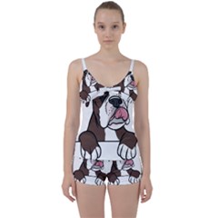 Boxer Dog T- Shirt Tri Colored Boxer T- Shirt Tie Front Two Piece Tankini by JamesGoode