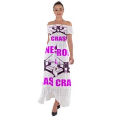 Drone Racing Gift T- Shirt Distressed F P V Race Drone Racing Drone Racer Pattern Quote T- Shirt (2) Off Shoulder Open Front Chiffon Dress by ZUXUMI