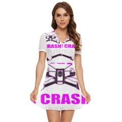 Drone Racing Gift T- Shirt Distressed F P V Race Drone Racing Drone Racer Pattern Quote T- Shirt (2) V-neck High Waist Chiffon Mini Dress by ZUXUMI