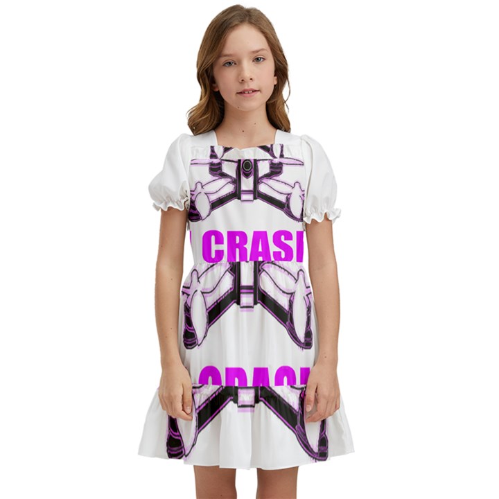 Drone Racing Gift T- Shirt Distressed F P V Race Drone Racing Drone Racer Pattern Quote T- Shirt (2) Kids  Puff Sleeved Dress