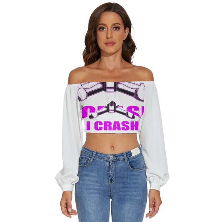 Drone Racing Gift T- Shirt Distressed F P V Race Drone Racing Drone Racer Pattern Quote T- Shirt (2) Long Sleeve Crinkled Weave Crop Top