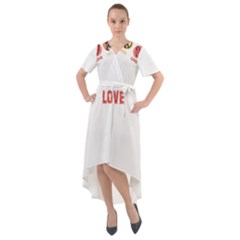 Boxer T- Shirt Peace Love Boxer T- Shirt Front Wrap High Low Dress by JamesGoode