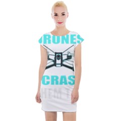 Drone Racing Gift T- Shirt Distressed F P V Race Drone Racing Drone Racer Pattern Quote T- Shirt (3) Cap Sleeve Bodycon Dress by ZUXUMI