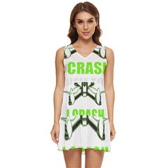 Drone Racing Gift T- Shirt Distressed F P V Race Drone Racing Drone Racer Pattern Quote T- Shirt (4) Tiered Sleeveless Mini Dress by ZUXUMI