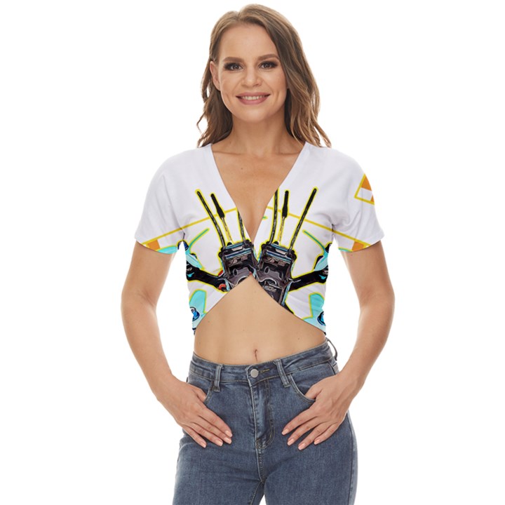 Drone Racing Gift T- Shirt F P V Drone Racing Drones Quote  One More Pack T- Shirt Twist Front Crop Top