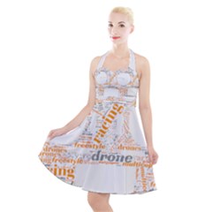 Drone Racing Word Cloud T- Shirt F P V Freestyle Drone Racing Word Cloud T- Shirt (3) Halter Party Swing Dress  by ZUXUMI