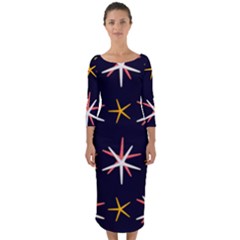 Starfish Quarter Sleeve Midi Bodycon Dress