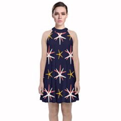 Starfish Velvet Halter Neckline Dress 