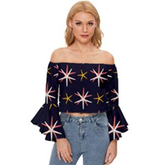 Starfish Off Shoulder Flutter Bell Sleeve Top