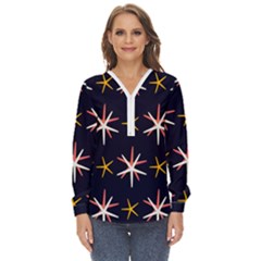 Starfish Zip Up Long Sleeve Blouse