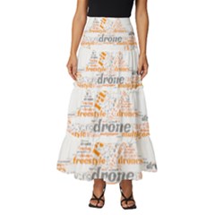 Drone Racing Word Cloud T- Shirt F P V Freestyle Drone Racing Word Cloud T- Shirt (3) Tiered Ruffle Maxi Skirt by ZUXUMI