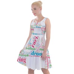 Drone Racing Word Cloud T- Shirt F P V Freestyle Drone Racing Word Cloud T- Shirt (5) Knee Length Skater Dress by ZUXUMI