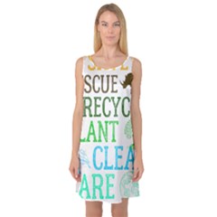 Earth Day Everyday T- Shirt Save Bees Rescue Animals Recycle Plastic Earth Day T- Shirt Sleeveless Satin Nightdress by ZUXUMI