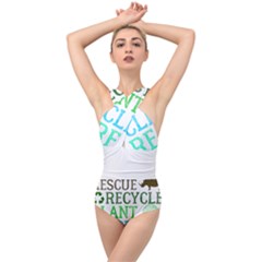 Earth Day Everyday T- Shirt Save Bees Rescue Animals Recycle Plastic Earth Day T- Shirt Cross Front Low Back Swimsuit by ZUXUMI