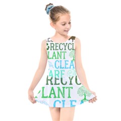 Earth Day Everyday T- Shirt Save Bees Rescue Animals Recycle Plastic Earth Day T- Shirt Kids  Skater Dress Swimsuit by ZUXUMI