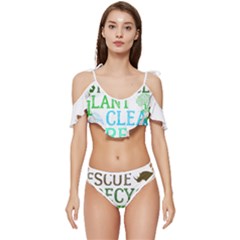 Earth Day Everyday T- Shirt Save Bees Rescue Animals Recycle Plastic Earth Day T- Shirt Ruffle Edge Tie Up Bikini Set	 by ZUXUMI