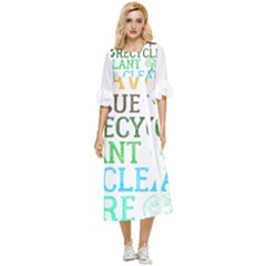 Earth Day Everyday T- Shirt Save Bees Rescue Animals Recycle Plastic Earth Day T- Shirt Double Cuff Midi Dress by ZUXUMI