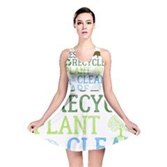 Earth Day T- Shirt Save Bees Rescue Animals Recycle Plastic Earth Day T- Shirt Reversible Skater Dress by ZUXUMI