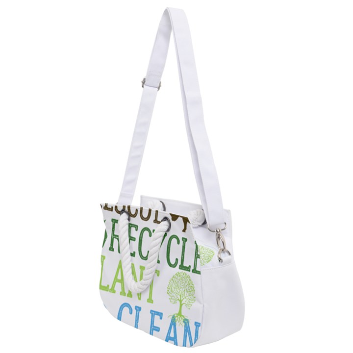 Earth Day T- Shirt Save Bees Rescue Animals Recycle Plastic Earth Day T- Shirt Rope Handles Shoulder Strap Bag