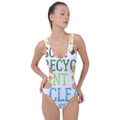 Earth Day T- Shirt Save Bees Rescue Animals Recycle Plastic Earth Day T- Shirt Side Cut Out Swimsuit by ZUXUMI