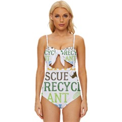 Earth Day T- Shirt Save Bees Rescue Animals Recycle Plastic Earth Day T- Shirt Knot Front One-piece Swimsuit by ZUXUMI