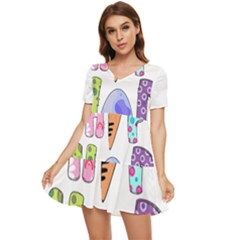 Easter Bunny Happy Easter T- Shirt Hip Hop Happy Easter T- Shirt Tiered Short Sleeve Babydoll Dress by ZUXUMI