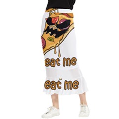 Eat Me T- Shirtscary Pizza Slice Sceaming Eat Me T- Shirt Maxi Fishtail Chiffon Skirt by ZUXUMI