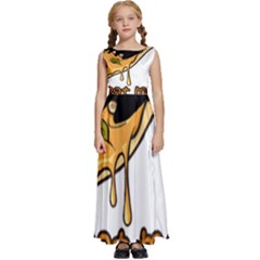 Eat Me T- Shirtscary Pizza Slice Sceaming Eat Me T- Shirt Kids  Satin Sleeveless Maxi Dress by ZUXUMI