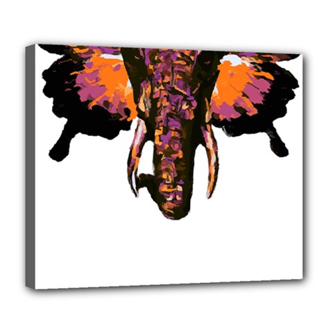 Elephant Art T- Shirtbutterfly Elephant T- Shirt Deluxe Canvas 24  X 20  (stretched) by ZUXUMI