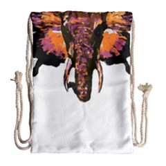 Elephant Art T- Shirtbutterfly Elephant T- Shirt Drawstring Bag (large) by ZUXUMI