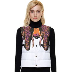 Elephant Art T- Shirtbutterfly Elephant T- Shirt Women s Button Up Puffer Vest by ZUXUMI