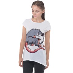 Opossum T-shirtwhite Look Calm Opossum 03 T-shirt (1) Cap Sleeve High Low Top by EnriqueJohnson