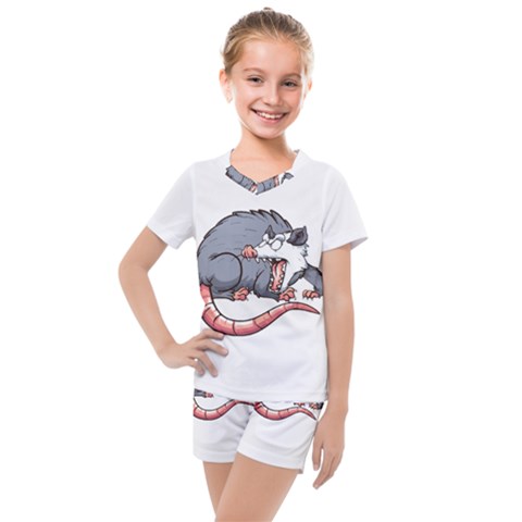 Opossum T-shirtwhite Look Calm Opossum 03 T-shirt (1) Kids  Mesh T-shirt And Shorts Set by EnriqueJohnson