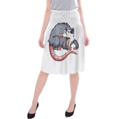 Opossum T-shirtwhite Look Calm Opossum 03 T-shirt Midi Beach Skirt by EnriqueJohnson