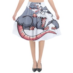 Opossum T-shirtwhite Look Calm Opossum 03 T-shirt Flared Midi Skirt by EnriqueJohnson