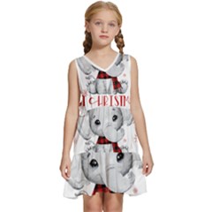 Elephant Art T- Shirtelephant T- Shirt Kids  Sleeveless Tiered Mini Dress by ZUXUMI