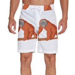 Orangutan T-shirtwhite Look Calm Orangutan 07 T-shirt (1) Men s Beach Shorts