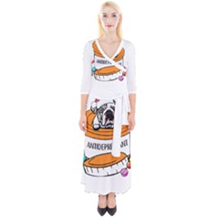 English Bulldog T- Shirt Cute English Bulldog T- Shirt Quarter Sleeve Wrap Maxi Dress by ZUXUMI