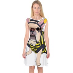 English Bulldog T- Shirt English Bee Dog T- Shirt Capsleeve Midi Dress by ZUXUMI