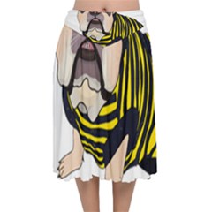 English Bulldog T- Shirt English Bee Dog T- Shirt Velvet Flared Midi Skirt by ZUXUMI