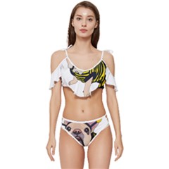 English Bulldog T- Shirt English Bee Dog T- Shirt Ruffle Edge Tie Up Bikini Set	 by ZUXUMI