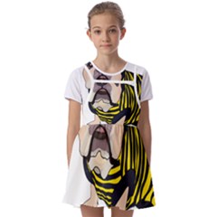 English Bulldog T- Shirt English Bee Dog T- Shirt Kids  Short Sleeve Pinafore Style Dress by ZUXUMI