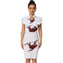 Orangutan T-shirtwhite Look Calm Orangutan 08 T-shirt Vintage Frill Sleeve V-Neck Bodycon Dress View1