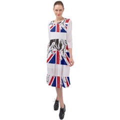 English Bulldog T- Shirt English Bulldog - English Bulldog Union Jack Flag T- Shirt Ruffle End Midi Chiffon Dress by ZUXUMI