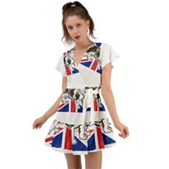 English Bulldog T- Shirt English Bulldog - English Bulldog Union Jack Flag T- Shirt Flutter Sleeve Wrap Dress by ZUXUMI